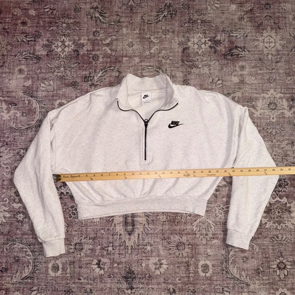 Nike Sportswear Essential Fleece 1/2 Zip Crop Sweatshirt Gray CJ2156-051 Medium